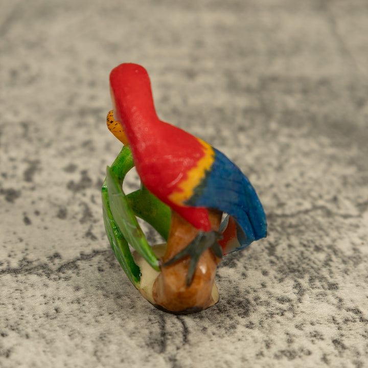 Red Blue And Yellow Macaw Parrot Bird Tagua Carving