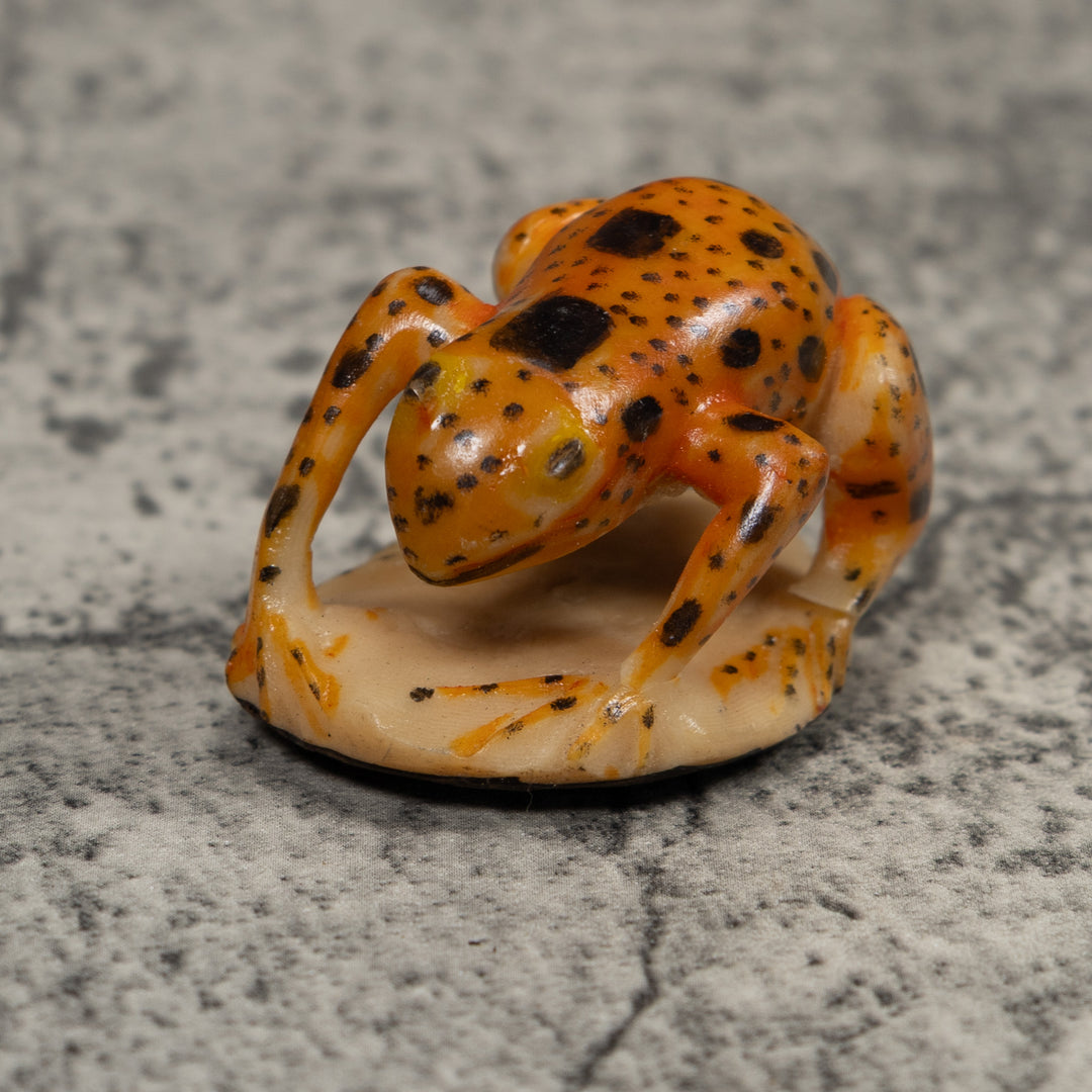 Vintage Black And Gold Frog Tagua Carving