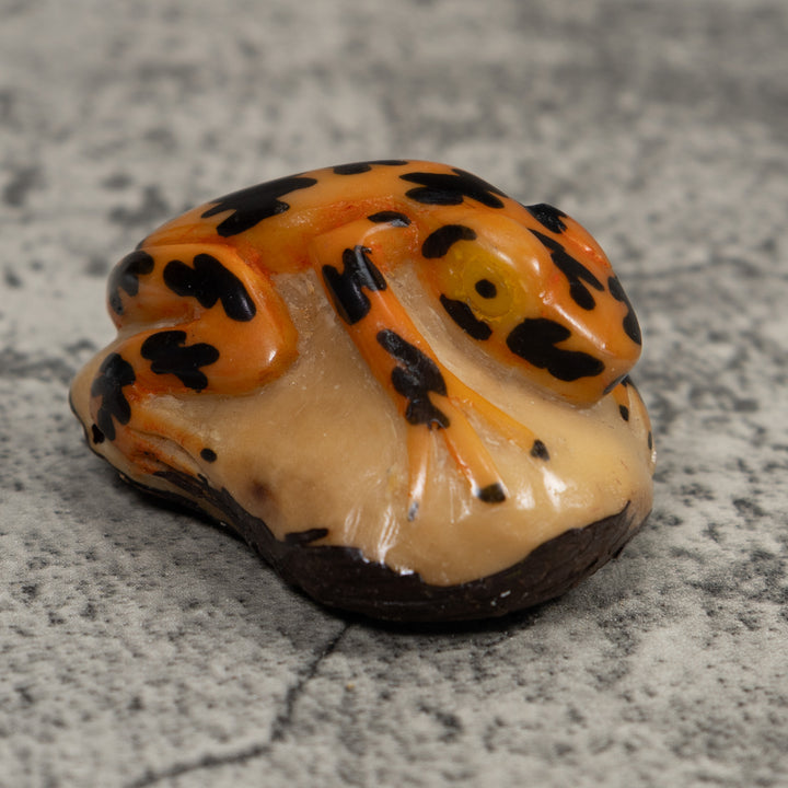 Vintage Gold And Black Frog Tagua Carving