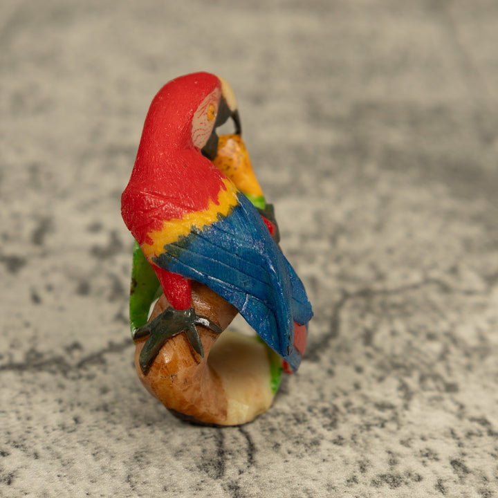 Red Blue And Yellow Macaw Parrot Bird Tagua Carving