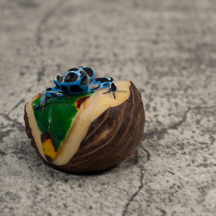 Black Blue And White Poison Dart Frog Tagua Carving