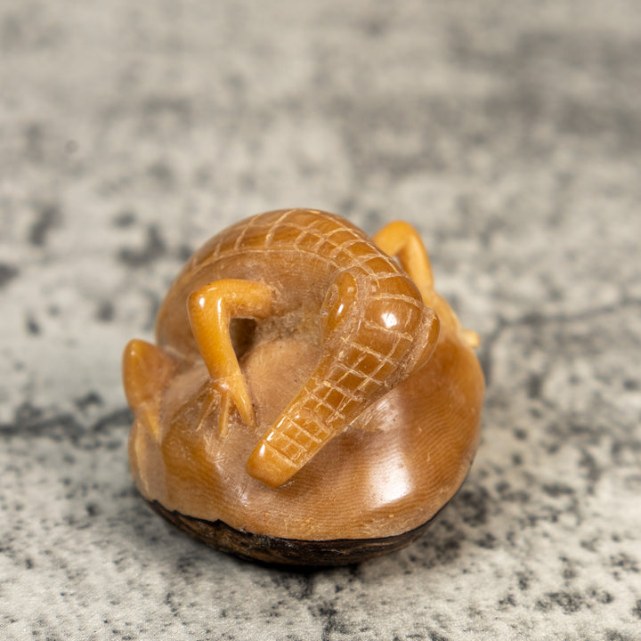 Vintage Dyed Alligator Crocodile Caiman Tagua Carving