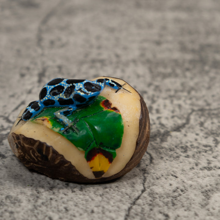 Black Blue And White Poison Dart Frog Tagua Carving