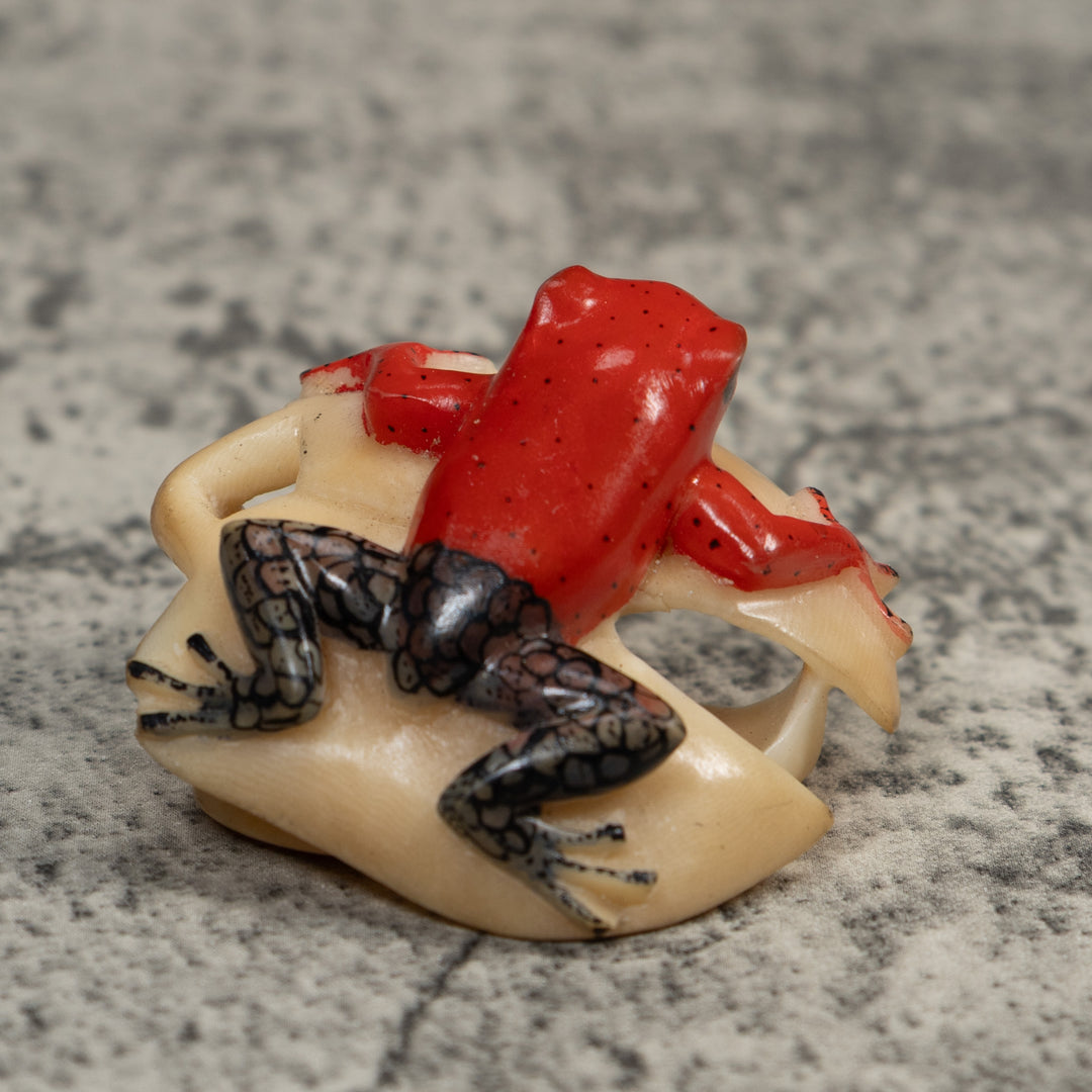 Black And Red Poison Dart Frog Tagua Carving
