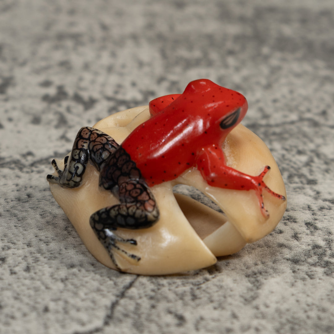 Black And Red Poison Dart Frog Tagua Carving