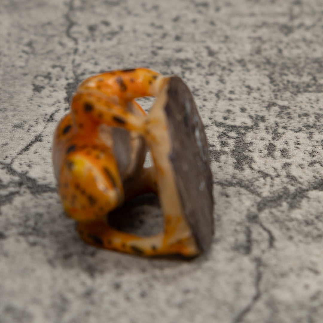 Vintage Black And Gold Frog Tagua Carving