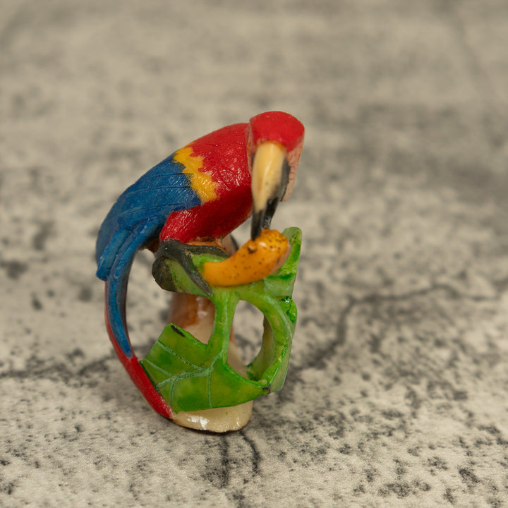 Red Blue And Yellow Macaw Parrot Bird Tagua Carving