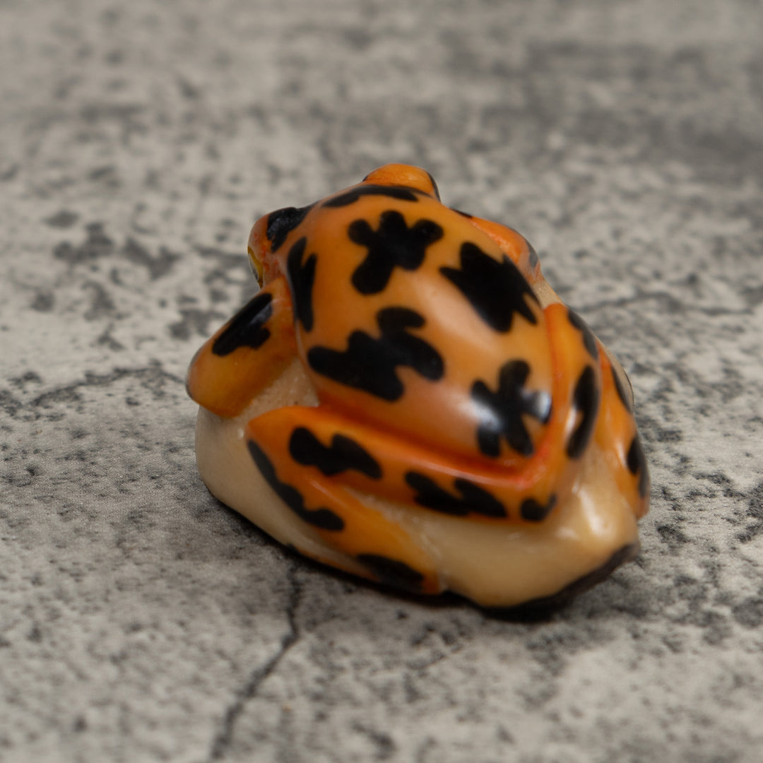 Vintage Gold And Black Frog Tagua Carving