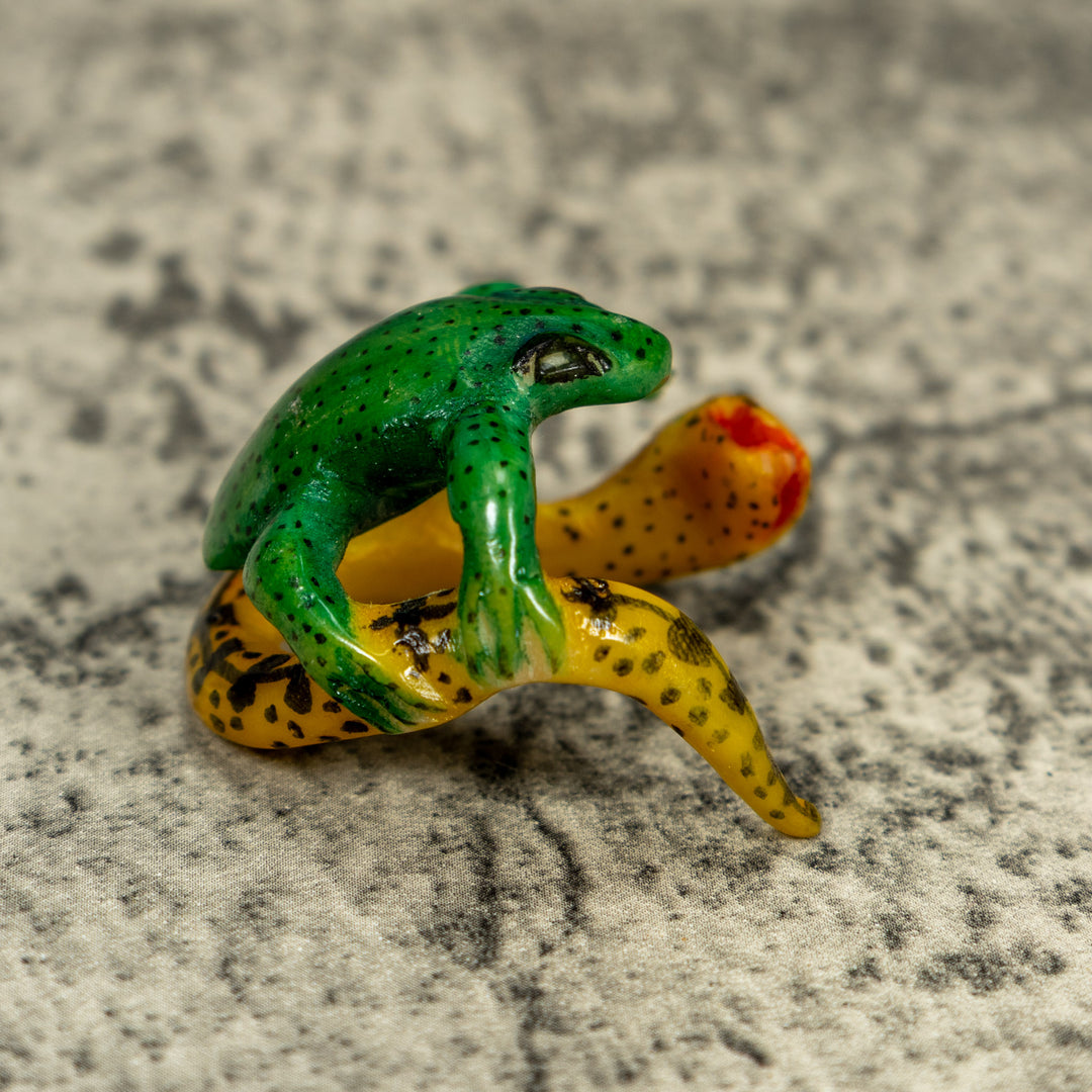 Vintage Snake And Frog Tagua Carving
