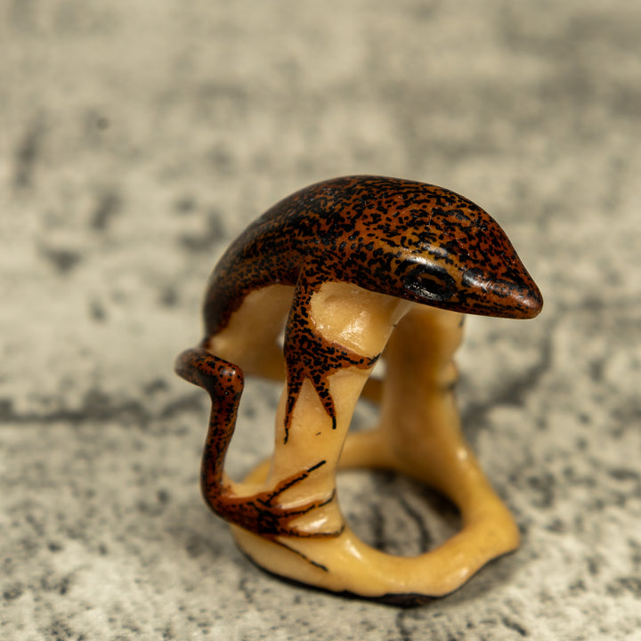 Brown And Black Gecko Lizard On Pedestal Tagua Carving