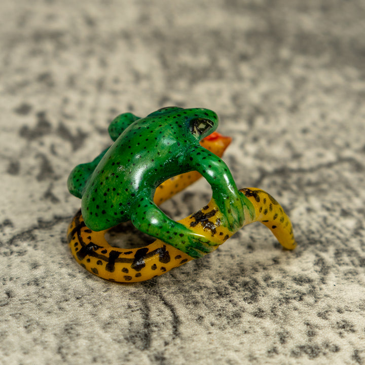 Vintage Snake And Frog Tagua Carving