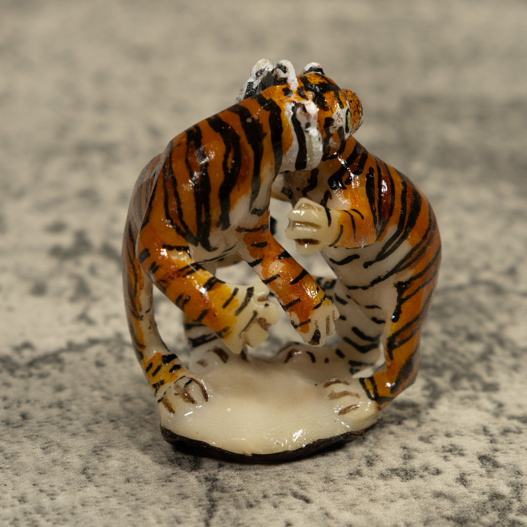 Two Jaguar Cat Tagua Carving