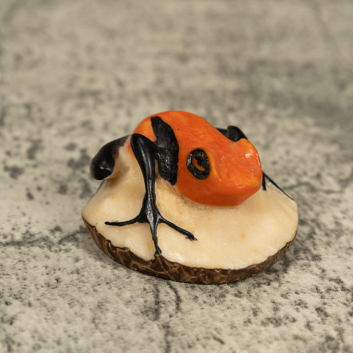 Vintage Orange And Black Poison Dart Frog Tagua Carving