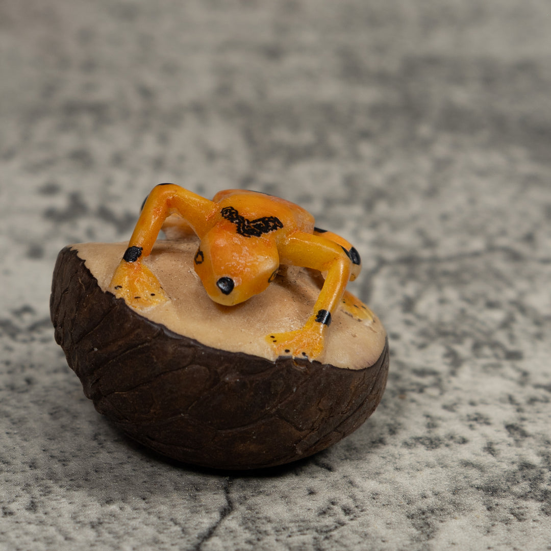 Vintage Gold And Black Frog Tagua Carving