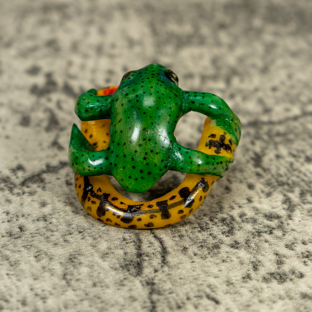 Vintage Snake And Frog Tagua Carving