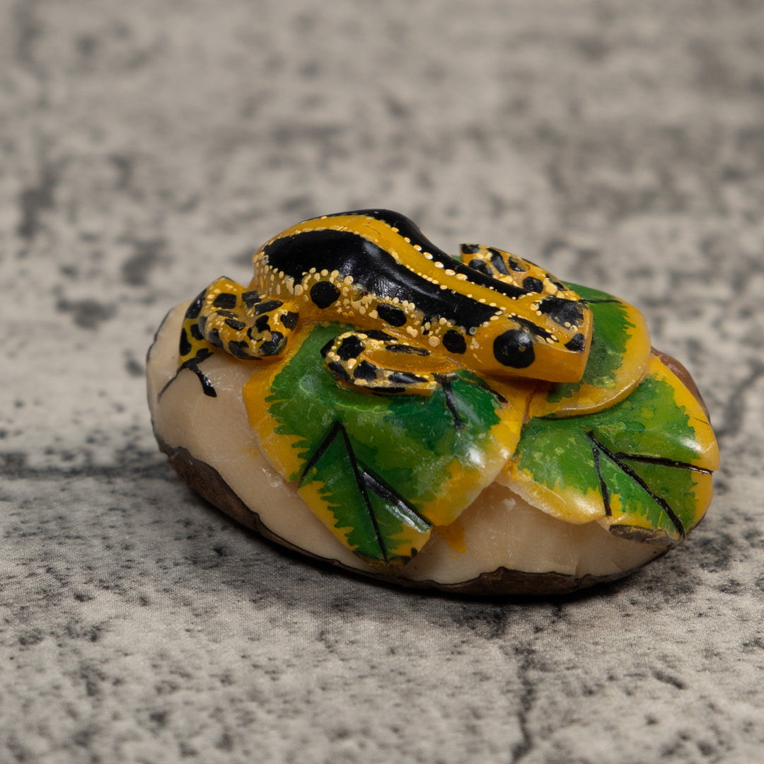 Black Green And Yellow Poison Dart Frog Tagua Carving