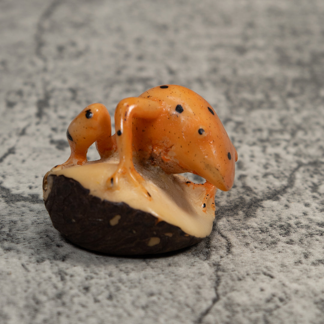 Vintage Gold And Black Jungle Frog Tagua Carving