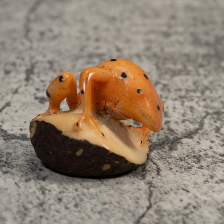 Vintage Gold And Black Jungle Frog Tagua Carving