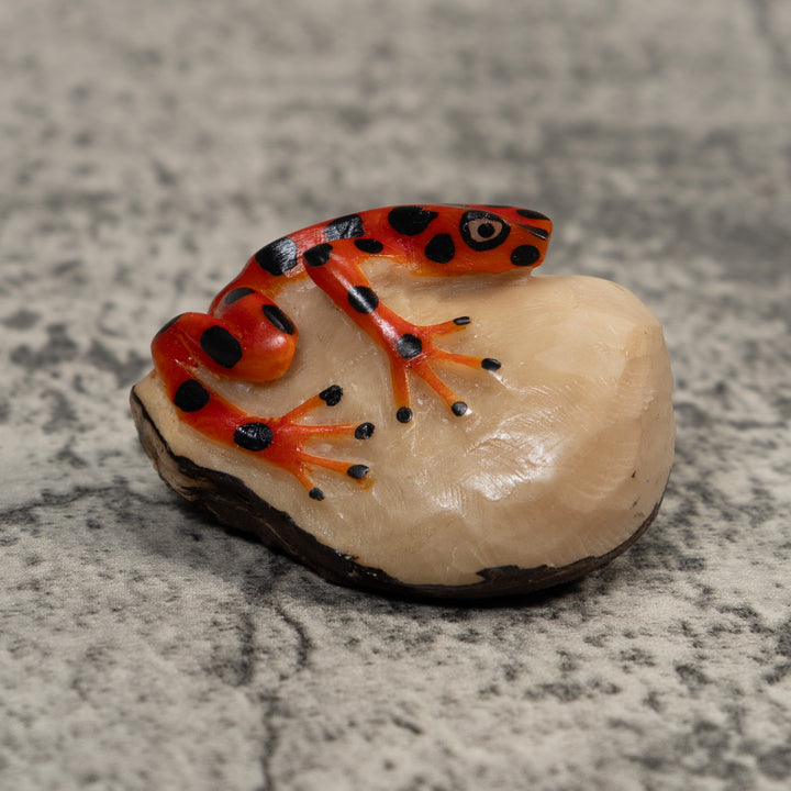 Vintage Red And Black Poison Dart Frog Tagua Carving