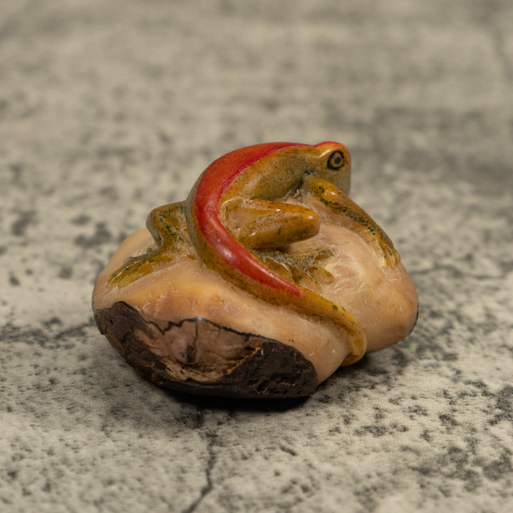 Red Stripped gecko Tagua Carving
