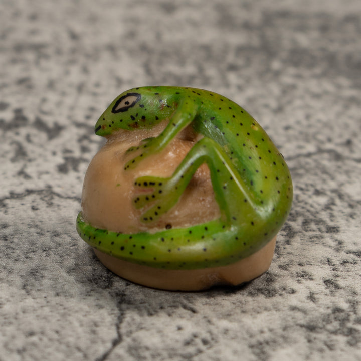 Green Gecko Lizard Tagua Carving