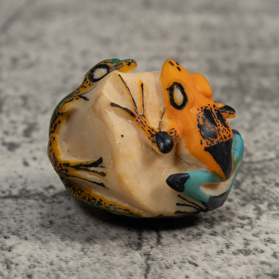 Double Green Orange And Blue Poison Dart Frog Tagua Carving