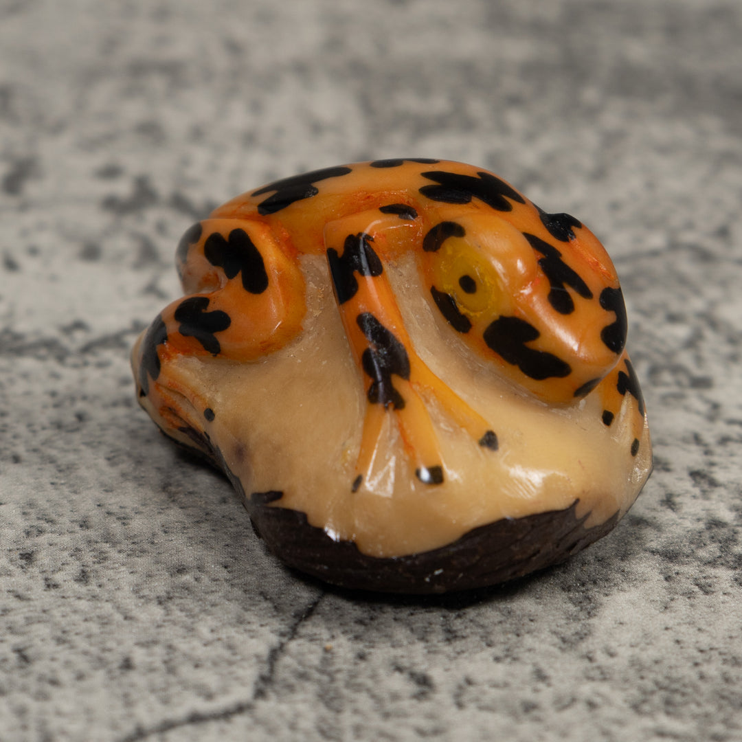 Vintage Gold And Black Frog Tagua Carving