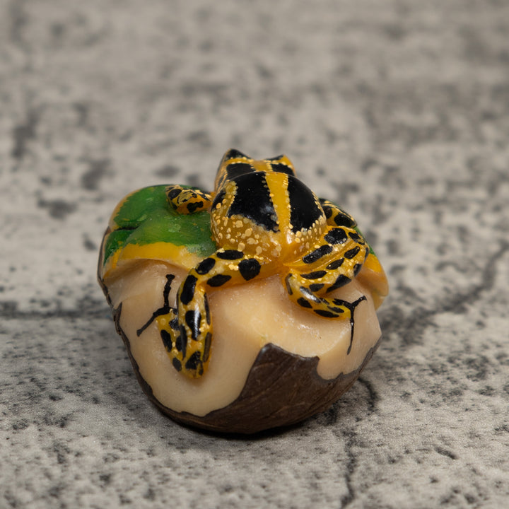 Black Green And Yellow Poison Dart Frog Tagua Carving