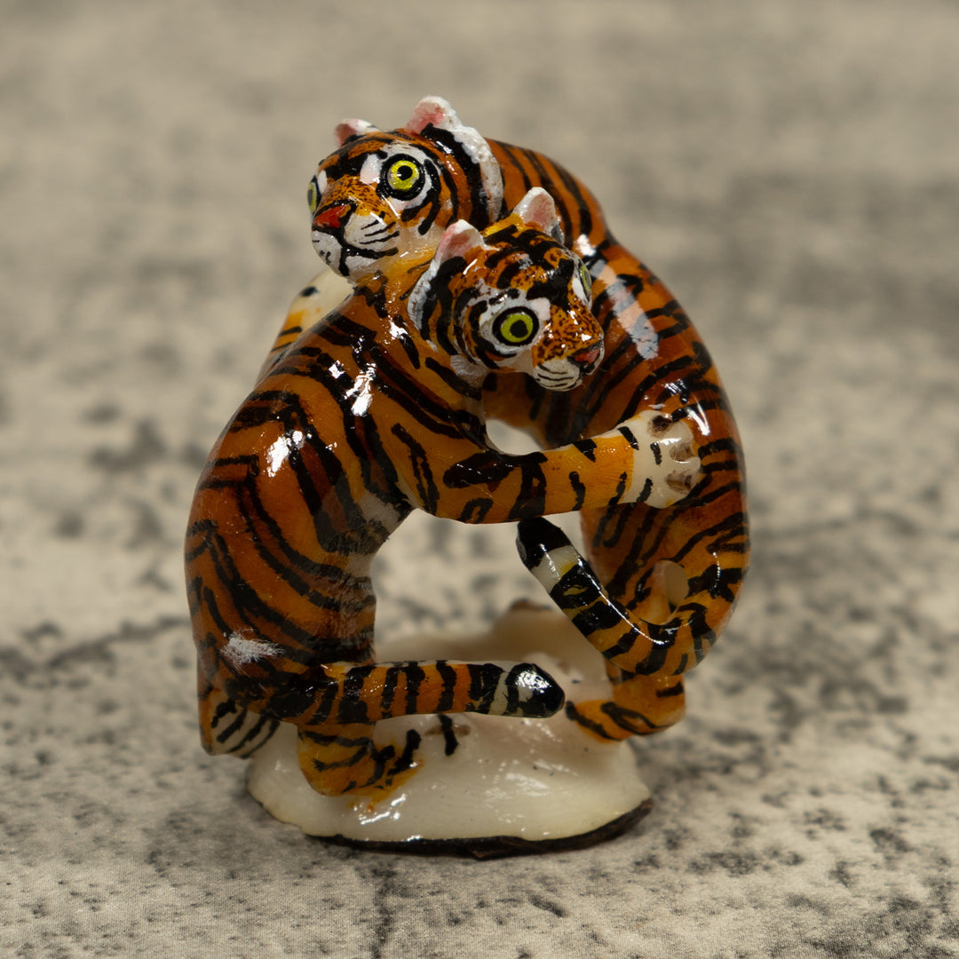 Two Jaguar Cat Tagua Carving