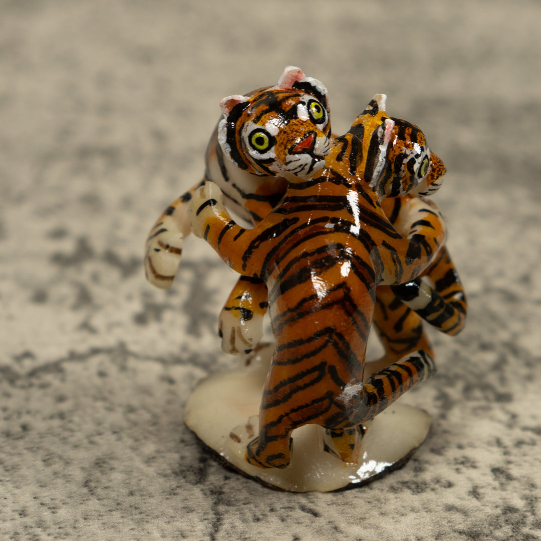 Two Jaguar Cat Tagua Carving