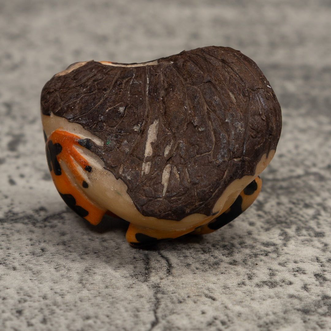 Vintage Gold And Black Frog Tagua Carving