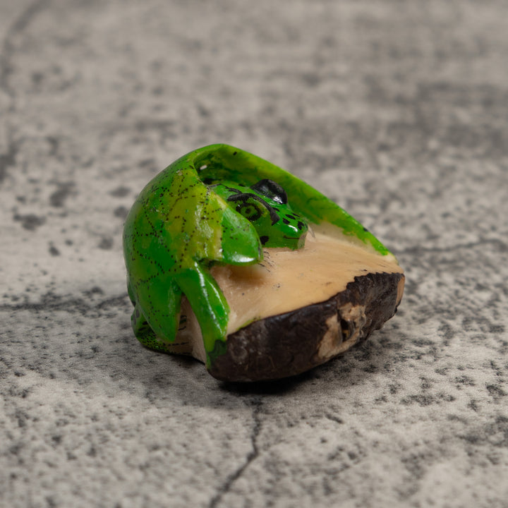 Green And Black Poison Dart Frog Tagua Carving