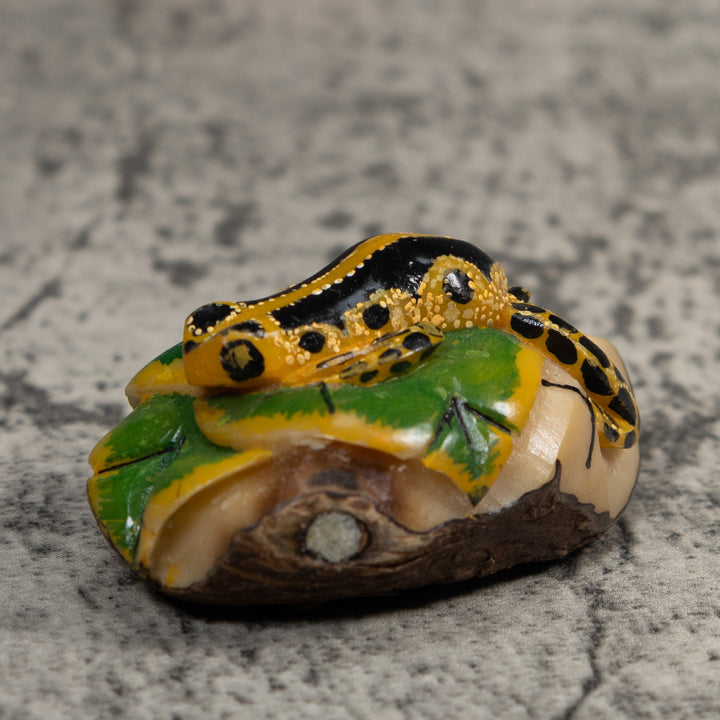 Black Green And Yellow Poison Dart Frog Tagua Carving