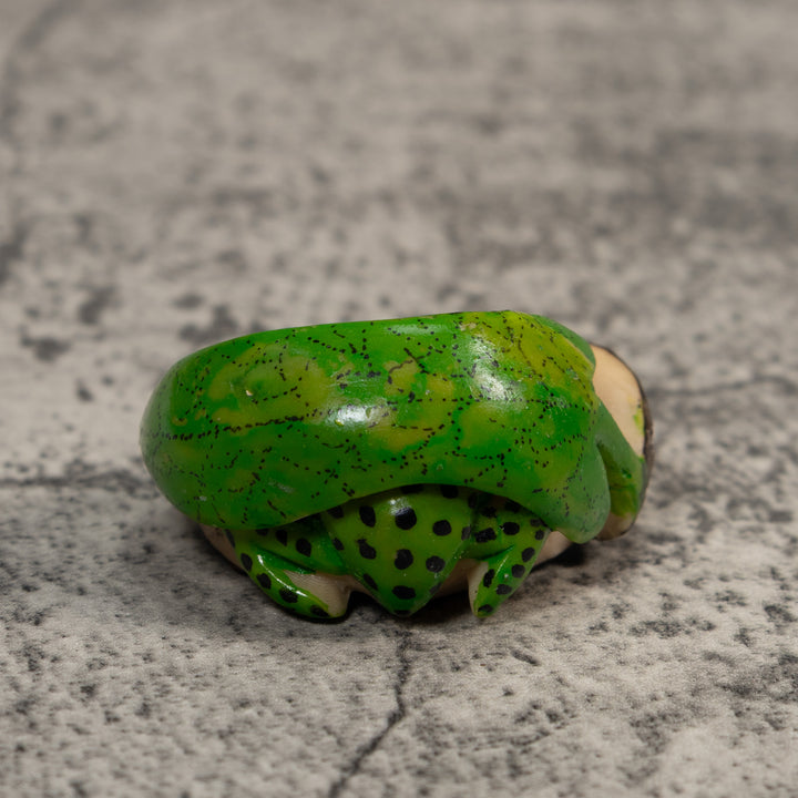 Green And Black Poison Dart Frog Tagua Carving