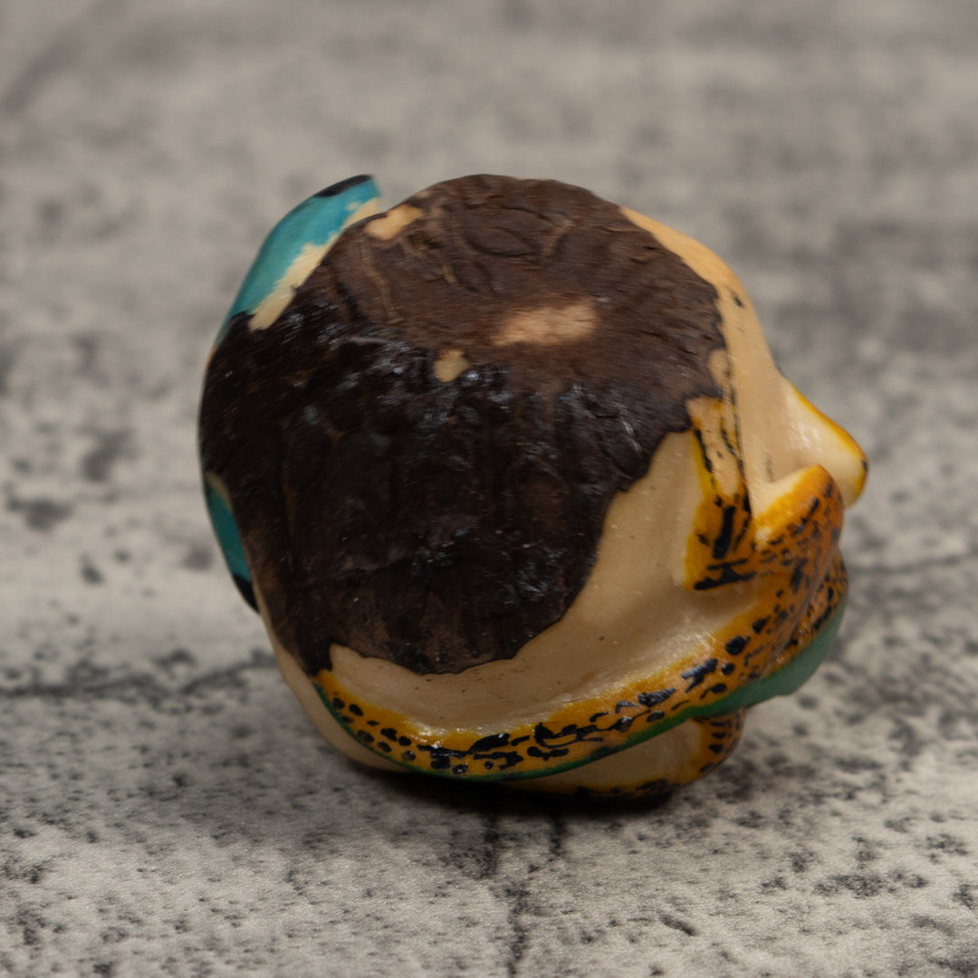 Double Green Orange And Blue Poison Dart Frog Tagua Carving