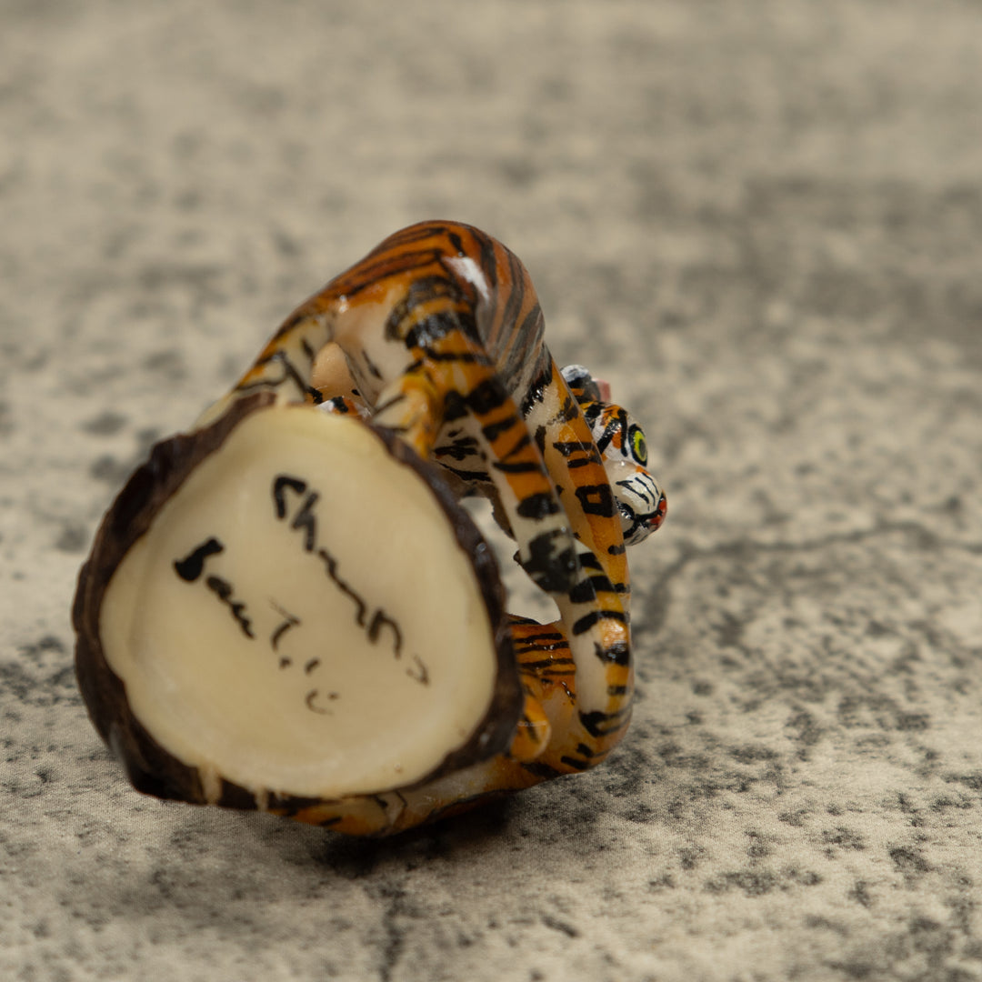 Two Jaguar Cat Tagua Carving