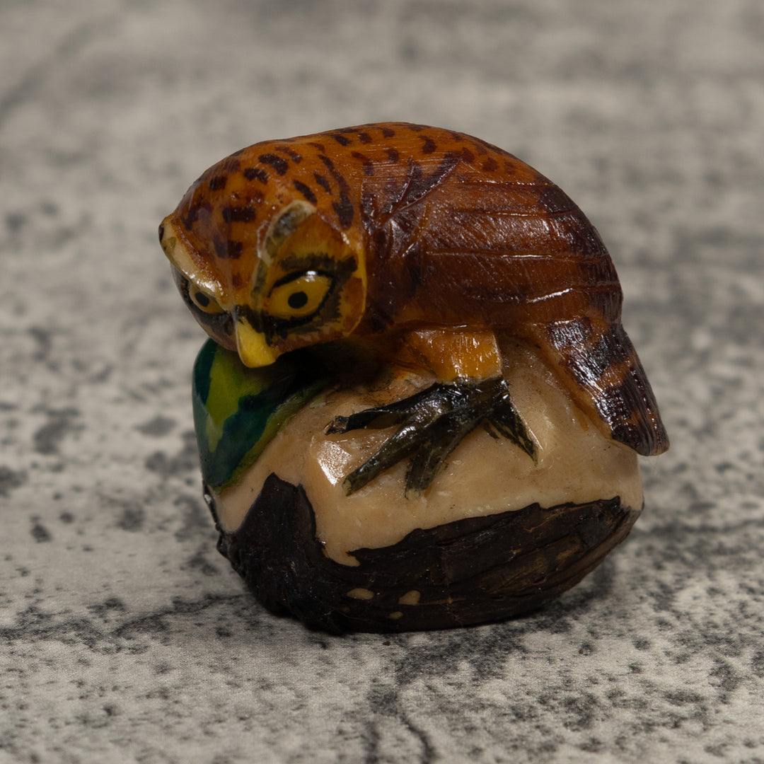 Vintage Owl Bird Tagua Carving