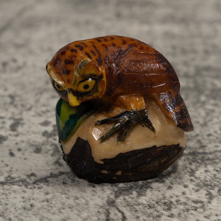 Vintage Owl Bird Tagua Carving