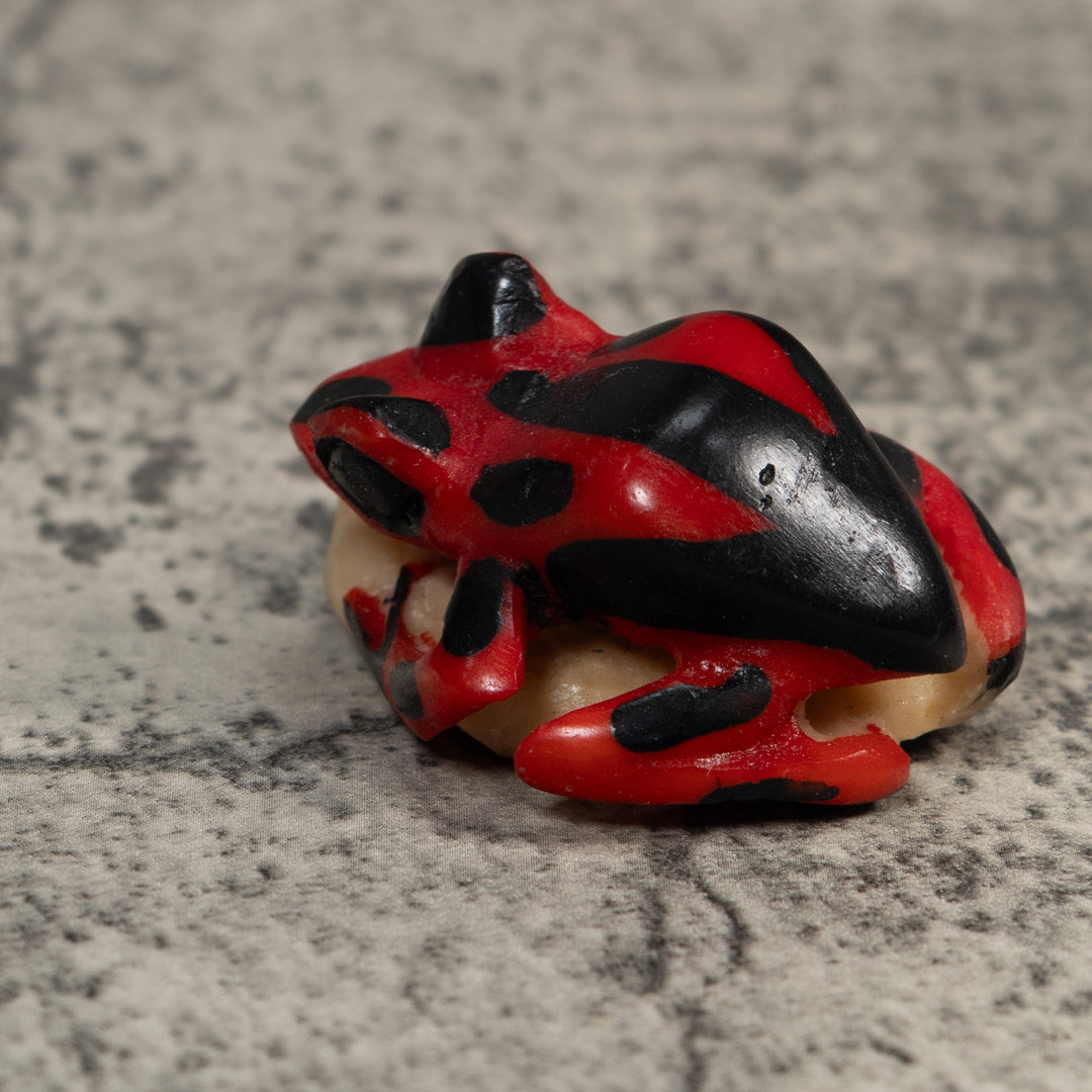 Vintage Red And Black Poison Dart Frog Tagua Carving
