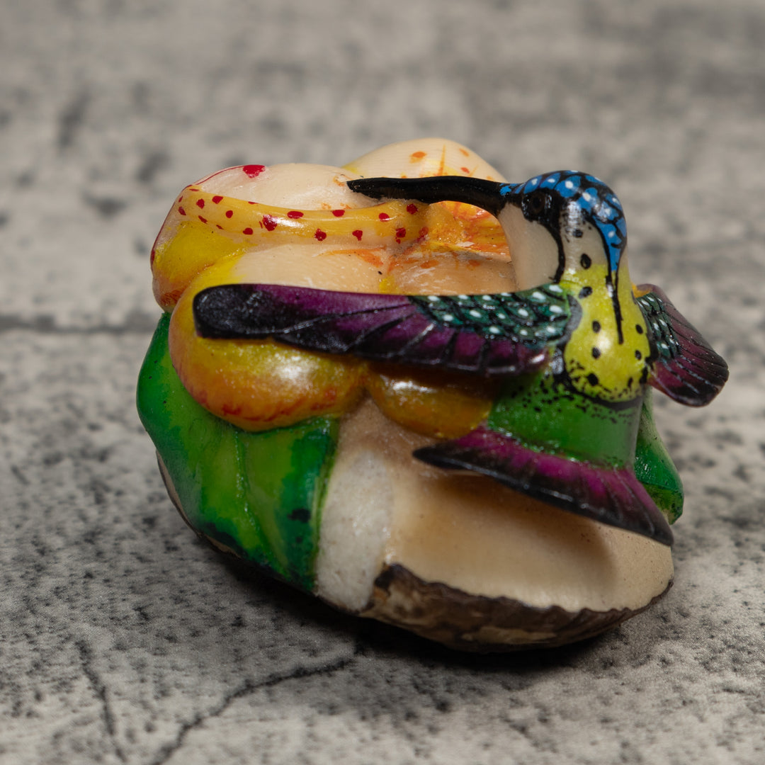 Multicolor Hummingbird Tagua Carving