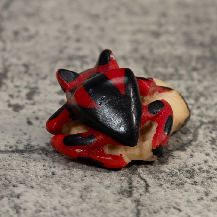 Vintage Red And Black Poison Dart Frog Tagua Carving