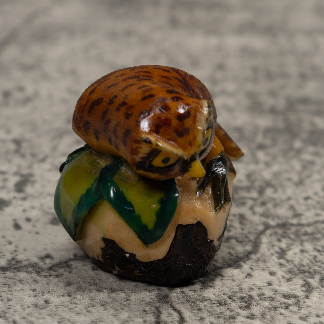 Vintage Owl Bird Tagua Carving
