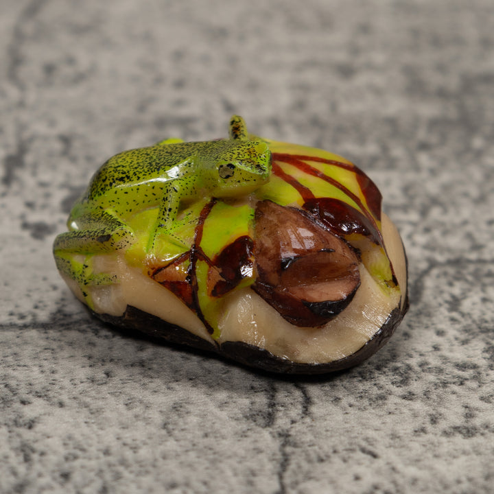 Green Frog Tagua Carving