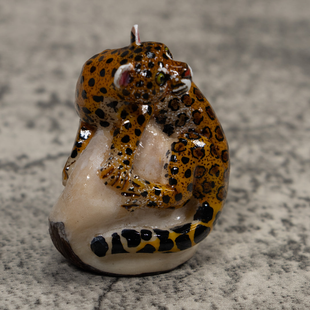 Jaguar Cat Tagua Carving
