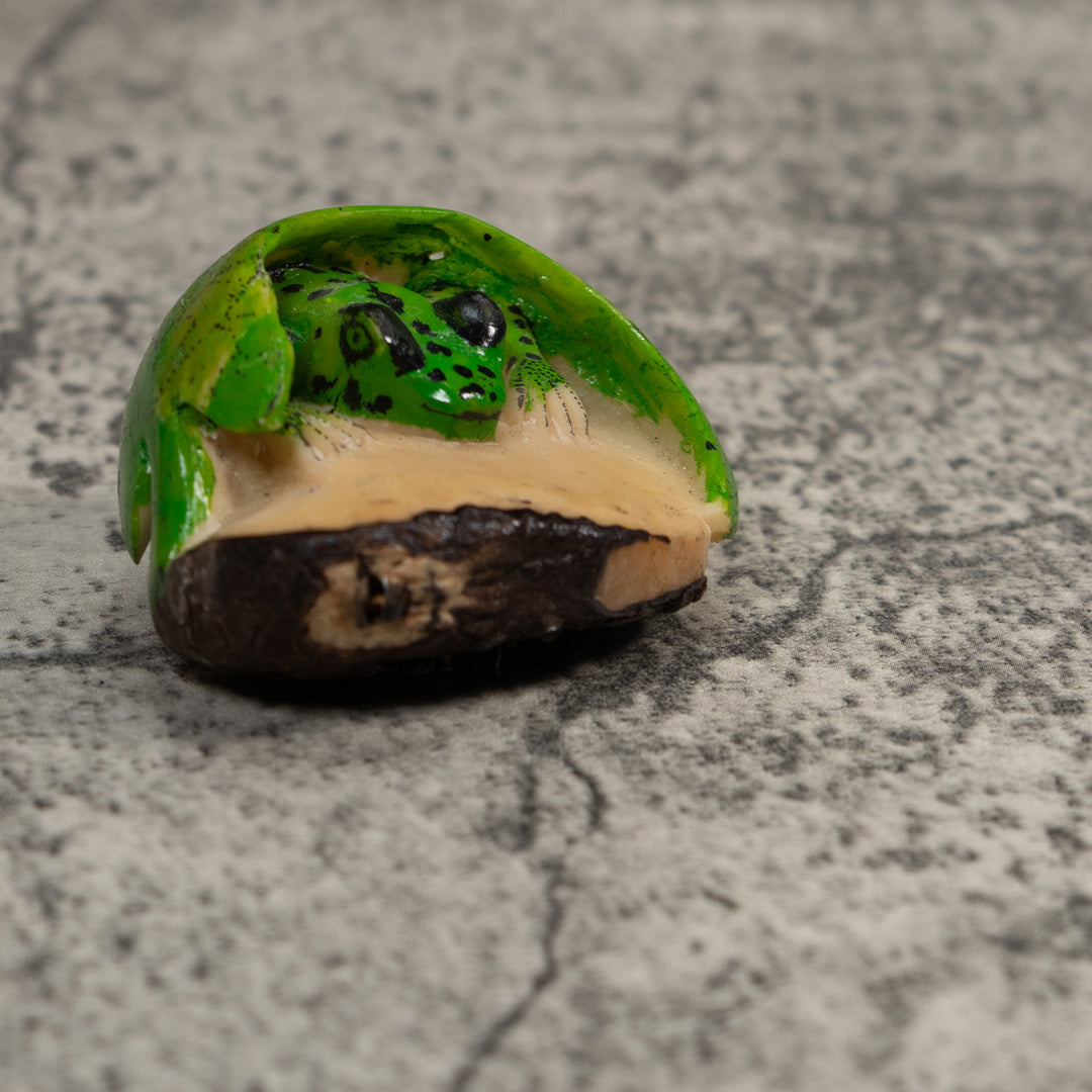 Green And Black Poison Dart Frog Tagua Carving