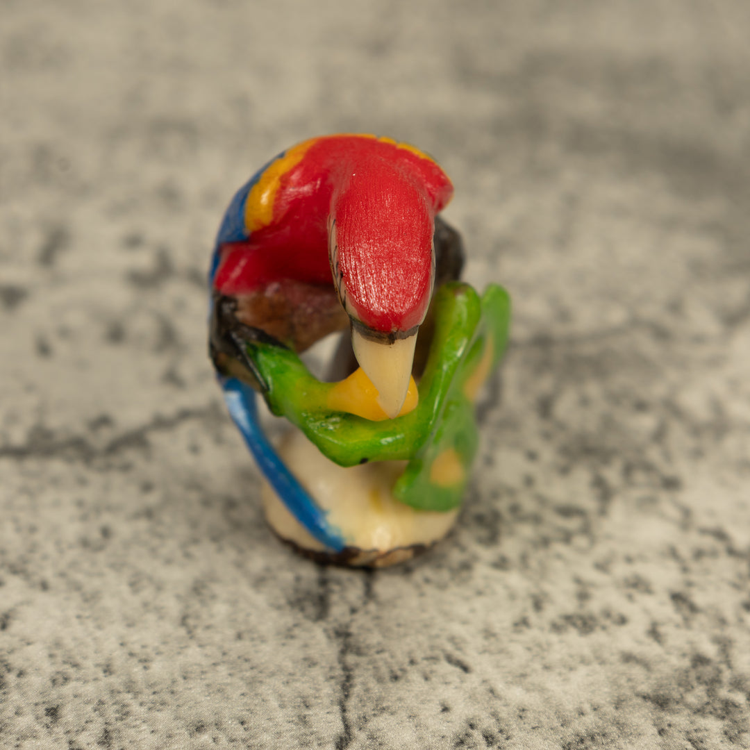Red Blue And Yellow Macaw Parrot Tagua Carving