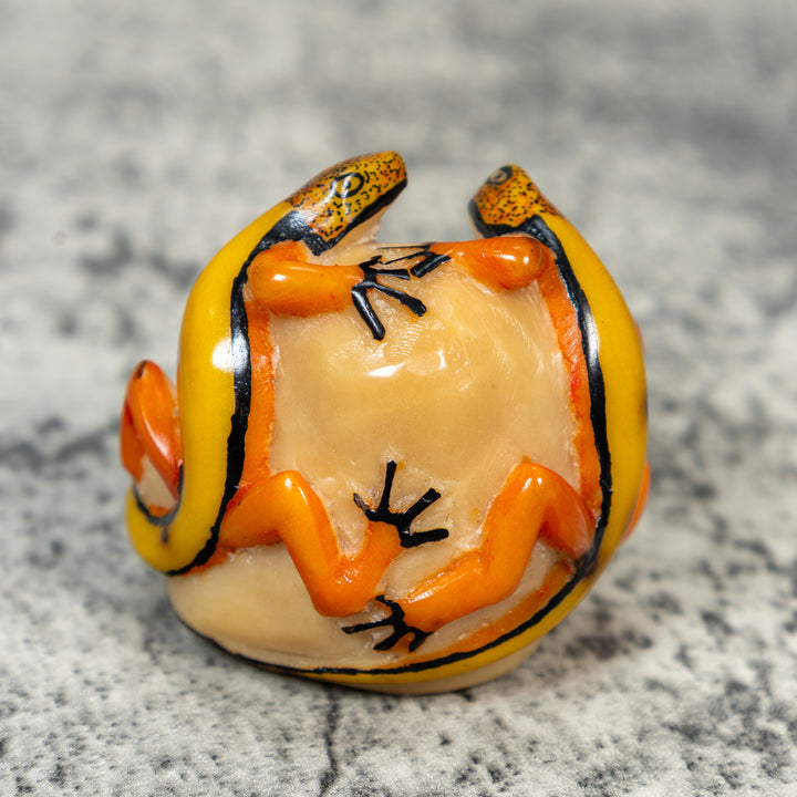 Double Gecko Lizard Tagua Carving