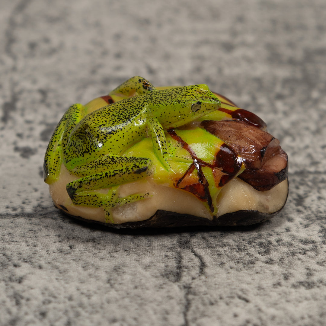 Green Frog Tagua Carving