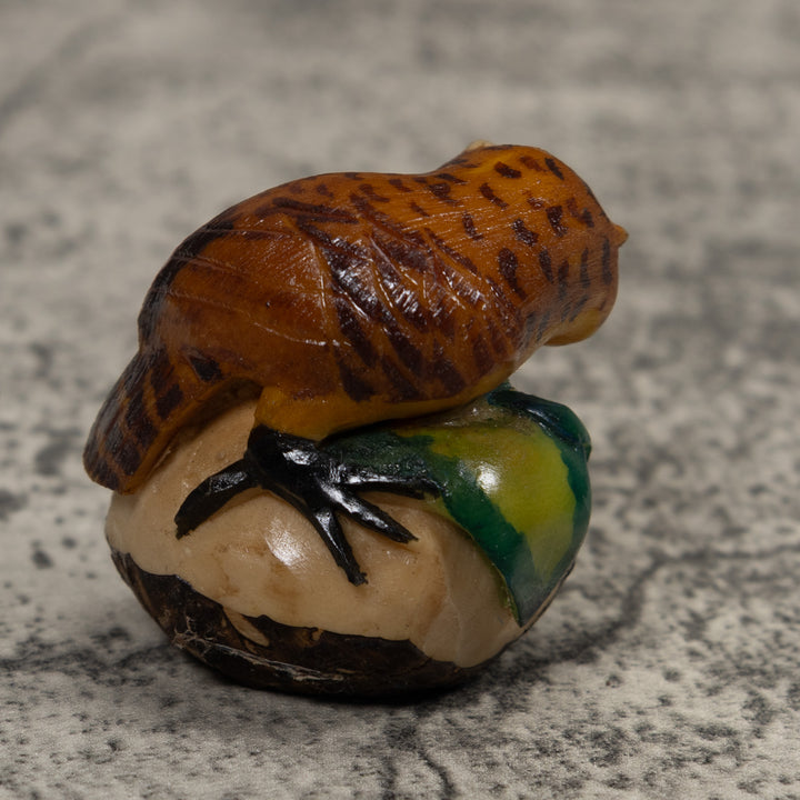 Vintage Owl Bird Tagua Carving