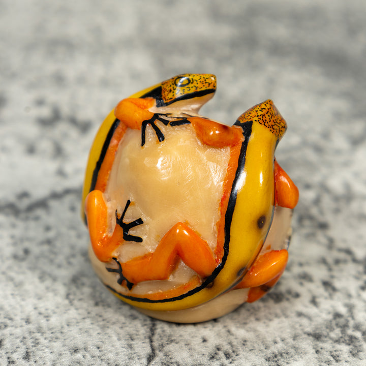 Double Gecko Lizard Tagua Carving